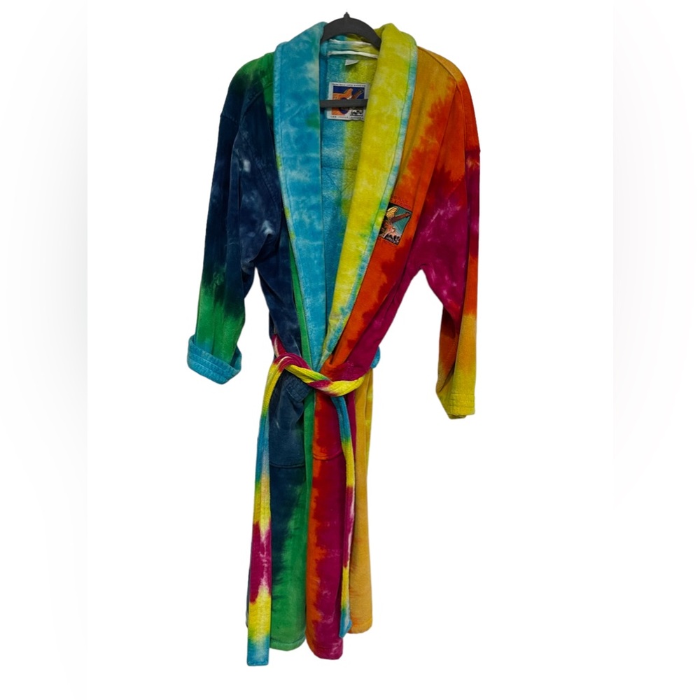 Hard Rock Hotel And Casino Las Vegas Rainbow Tie Dye 100% Cotton Heavy Robe OS